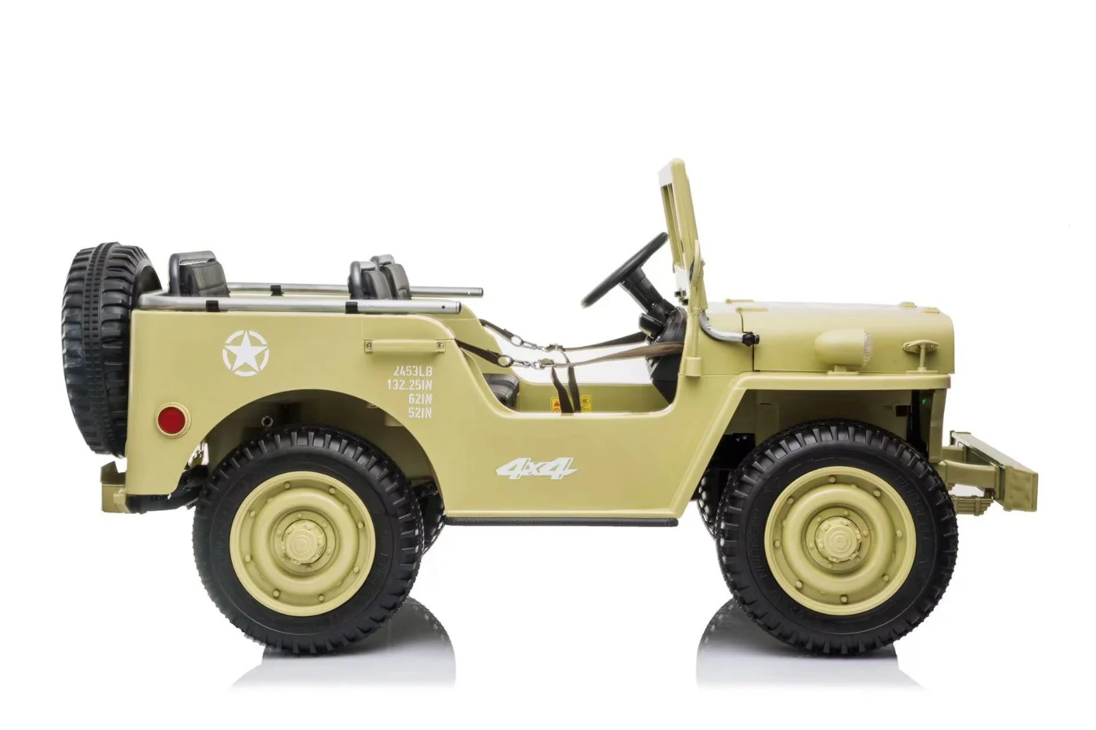 24V X 14 AH 4WD Willys Jeep for Kids 3 Seater Military Jeep - Olive Green Pre-Order ETA 25th April 2026 - Image 3