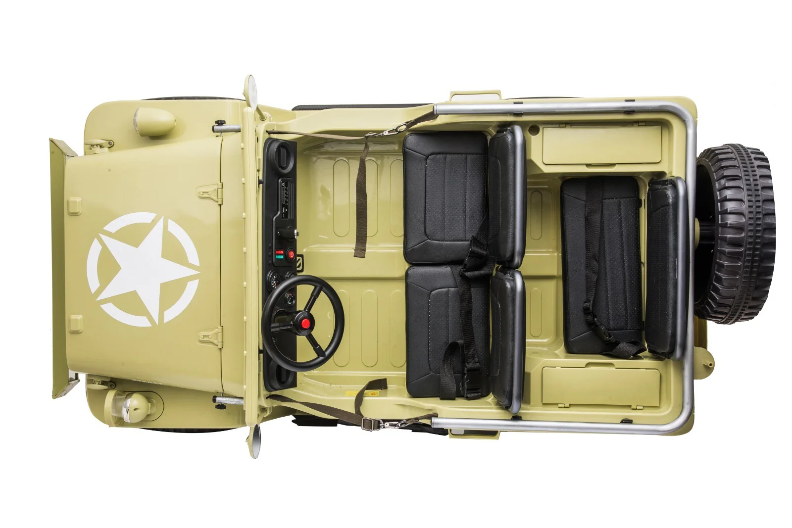 24V X 14 AH 4WD Willys Jeep for Kids 3 Seater Military Jeep - Olive Green Pre-Order ETA 25th April 2026 - Image 6