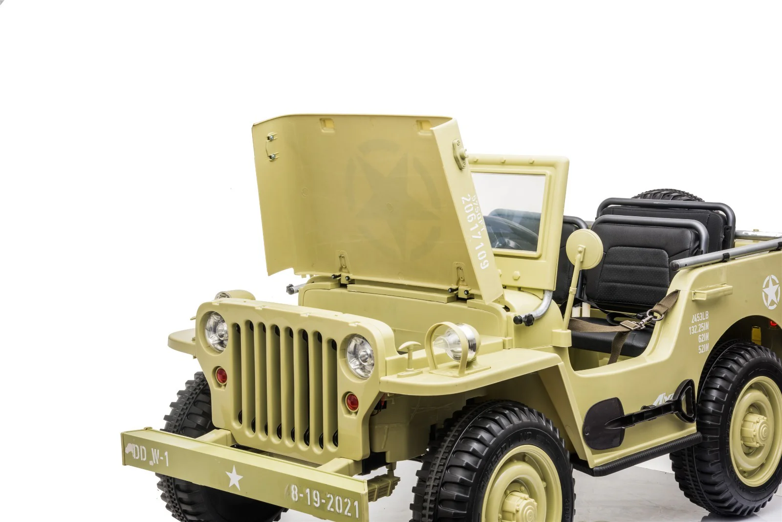 24V X 14 AH 4WD Willys Jeep for Kids 3 Seater Military Jeep - Olive Green Pre-Order ETA 25th April 2026 - Image 7