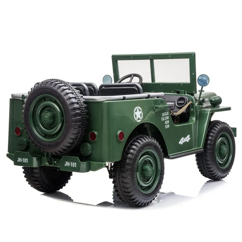 24V X 14 AH 4WD Willys Jeep for Kids 3 Seater Military Jeep - Green Pre-Order ETA 25th April 2026 - Image 4