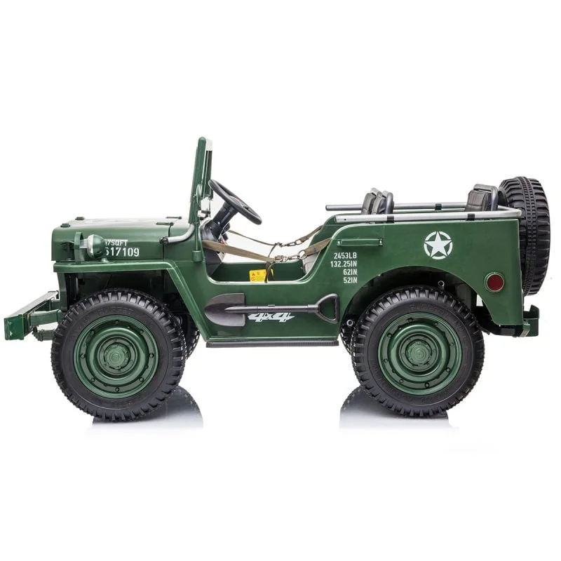 24V X 14 AH 4WD Willys Jeep for Kids 3 Seater Military Jeep - Green Pre-Order ETA 25th April 2026 - Image 7